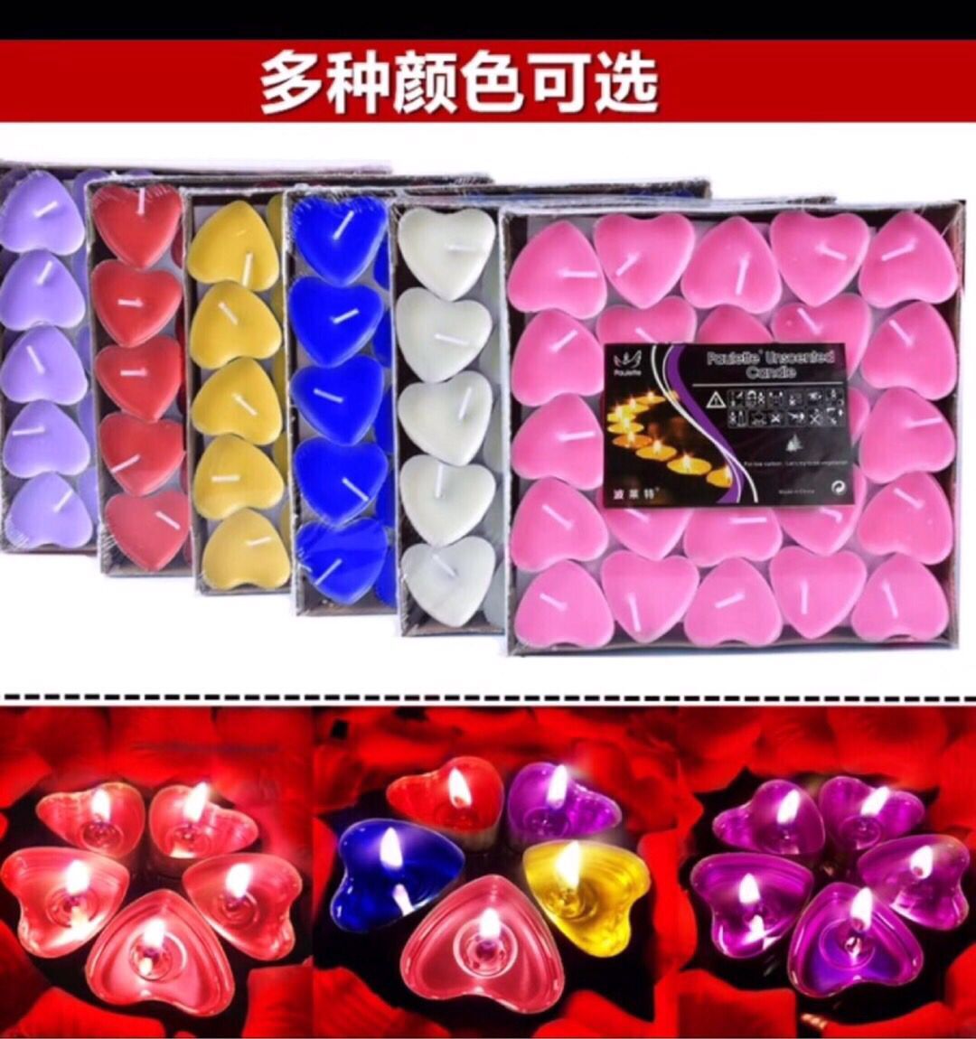 Aluminum smokeless scented heart-shaped tea candle set proposal Romantic wedding party birthday candle decoration craft thumbnail