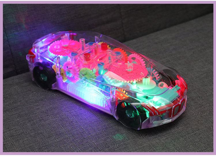 The new concept car of the colorful light and music children's educational toy car with electric universal transparent gears Specification drawing