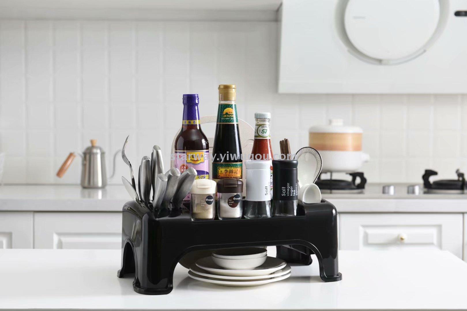 Kitchen storage rack, non-drilling wall-mounted knife rack, multi-functional condiment kitchen storage rack details Picture