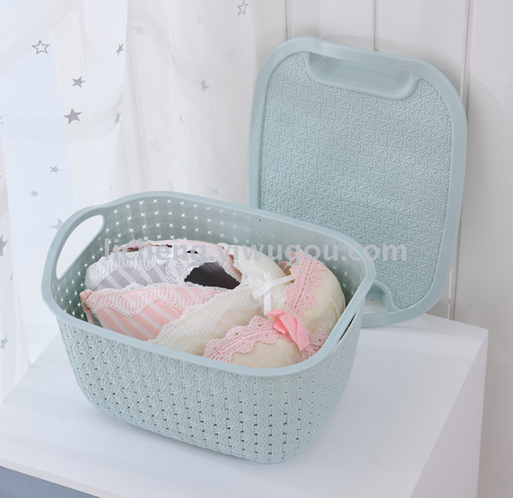 35823 imitación ratán trenza cesta de ropa sucia cesta de almacenamiento de ropa sucia de baño de plástico cesta de lavandería cesta de almacenamiento de juguetes para el dormitorio Application Scenario