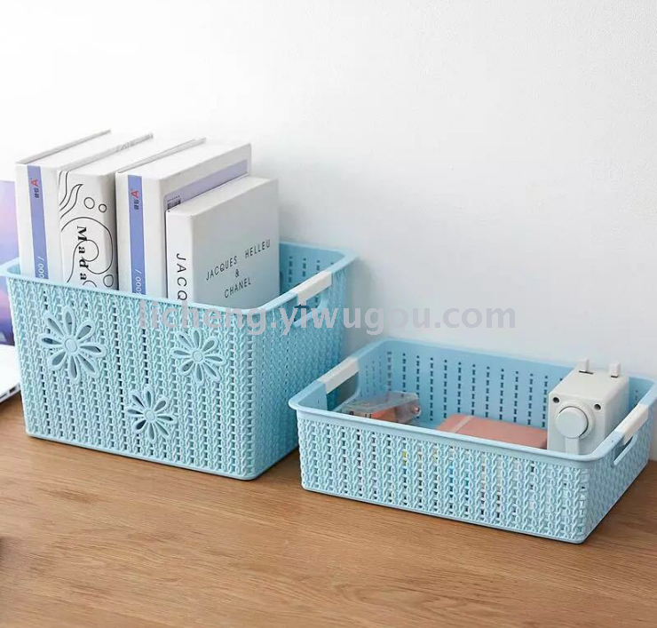 Wicker desktop storage basket, plastic sorting box, sundries storage basket, snack and toy storage box, bathroom bath basket