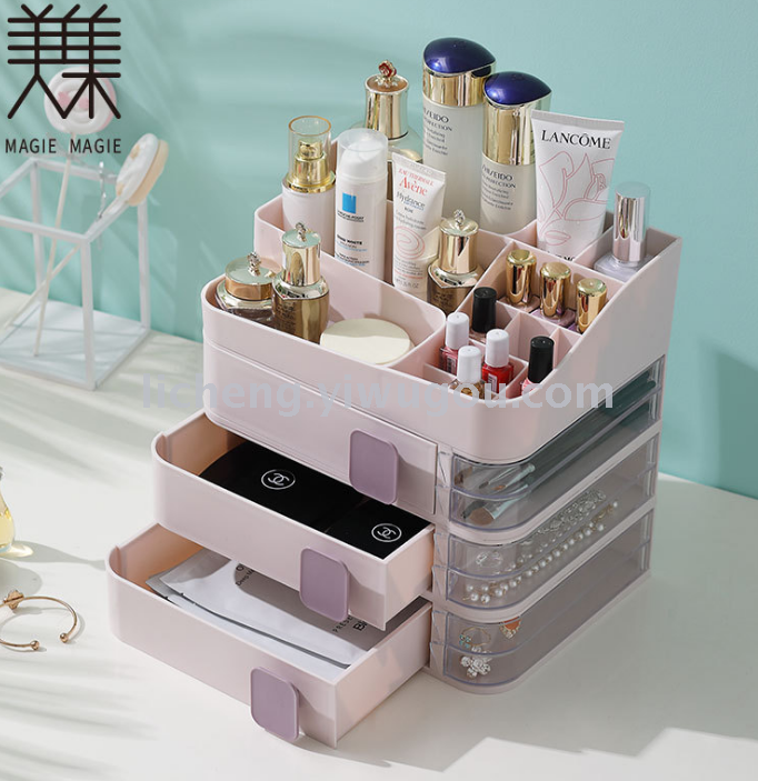 Popular cosmetics storage box, dust-proof desktop shelf, home dressing table organization and storage box details Picture