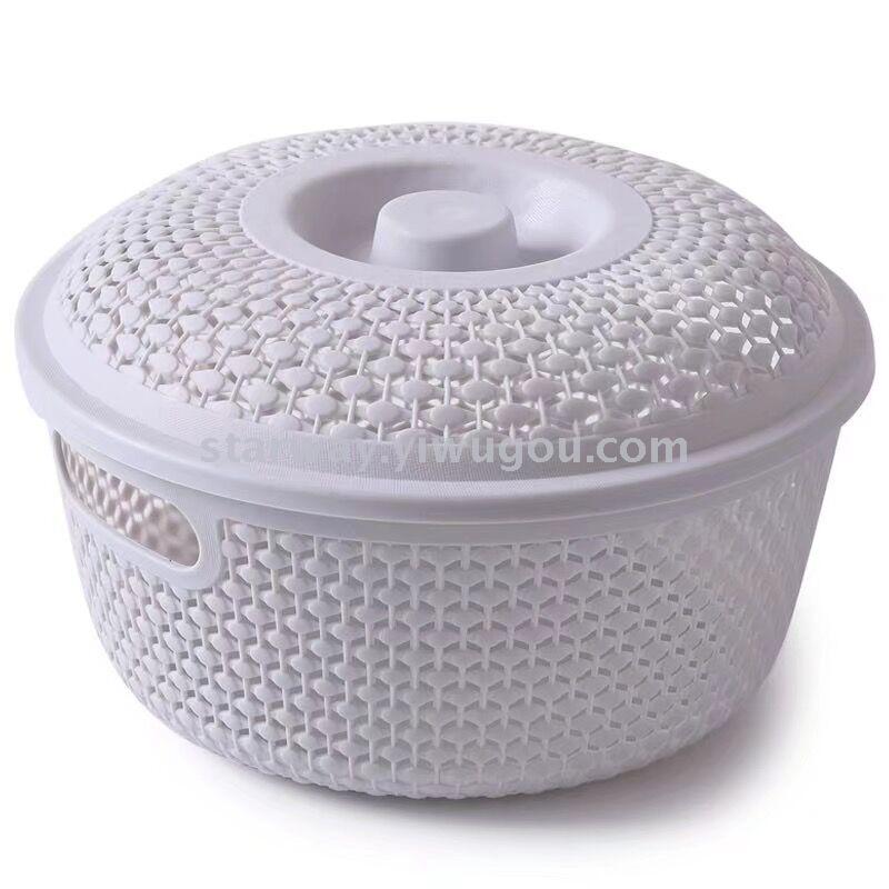 Covered storage frame home storage box, round storage box, plastic storage box, fruit basket details Picture