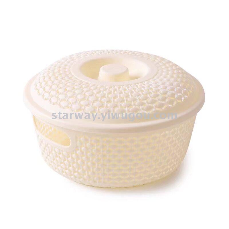 Covered storage frame home storage box, round storage box, plastic storage box, fruit basket Specification image