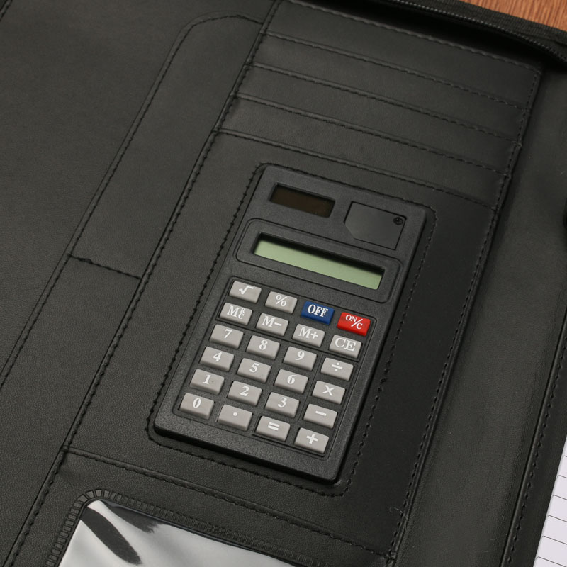 Customized multi-functional calculator folder A4PU manager's folder, business meeting zipper bag and logo from the manufacturer Application Scenario
