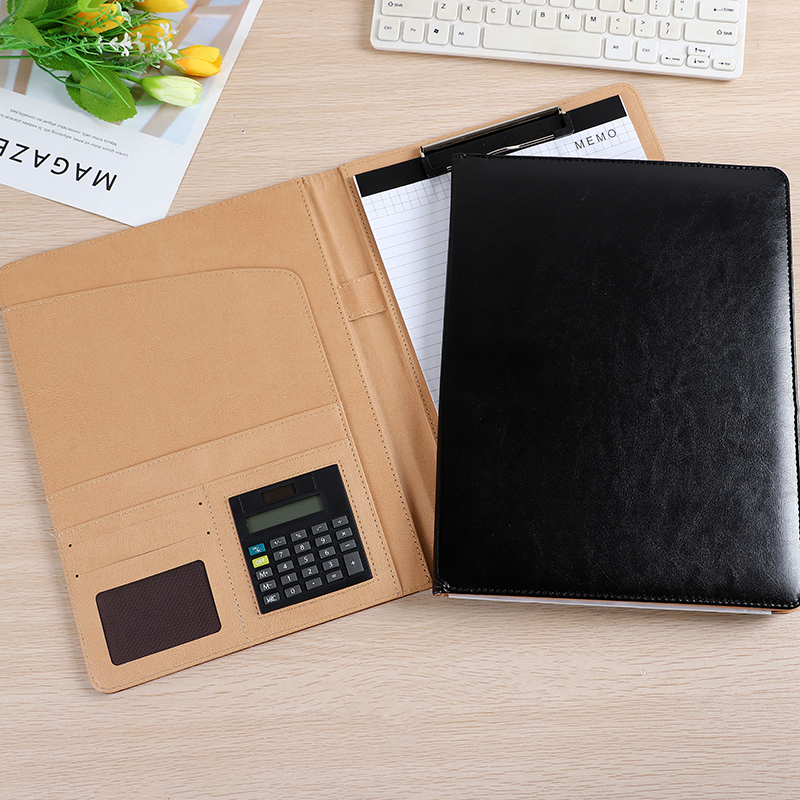 Business multi-functional manager clamp, company meeting folder, sales signing clamp, A4 leather contract clamp, customized Logo Specification image
