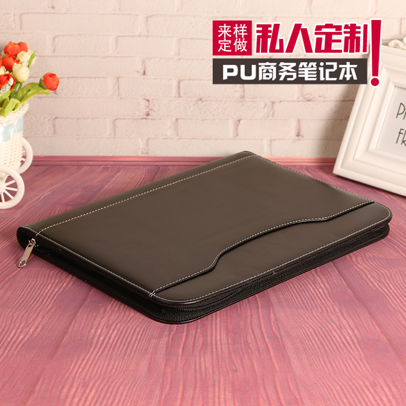 Customized multi-functional calculator manager's folder from the manufacturer, A4 with zipper, PU folder, business office, can add logo details Picture