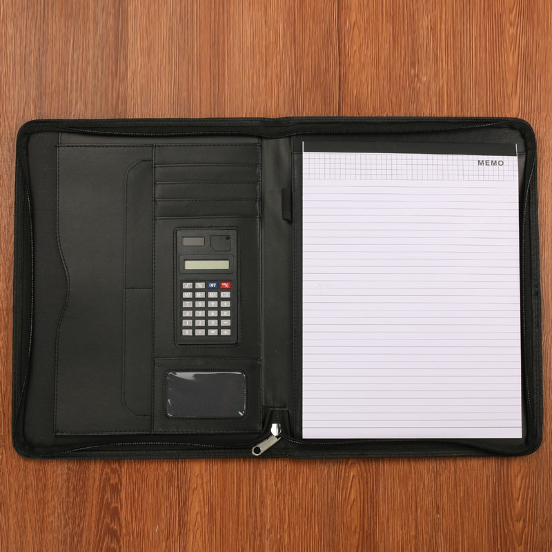 Customized multi-functional calculator folder A4PU manager's folder, business meeting zipper bag and logo from the manufacturer Specification image