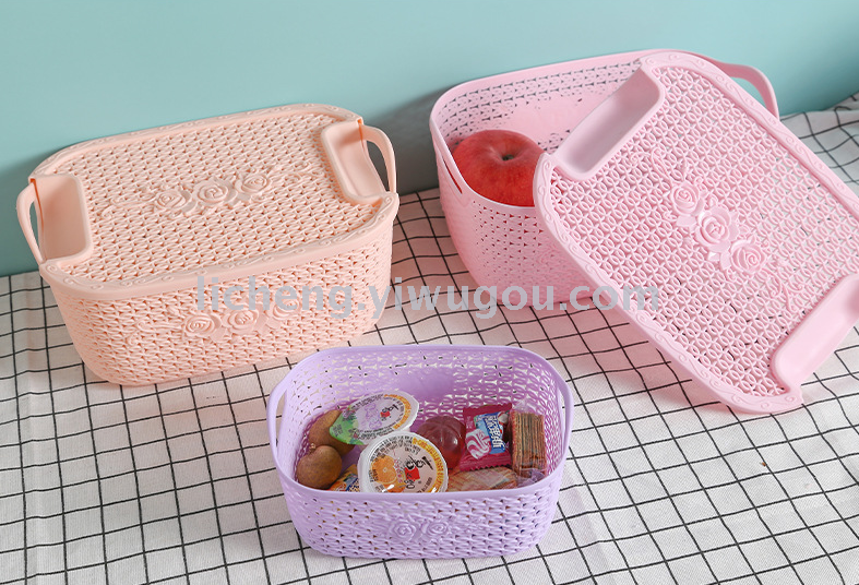 Store kitchen washing baskets, bathroom dirty clothes storage baskets, hollowed-out storage baskets, desktop snacks and toys details Picture