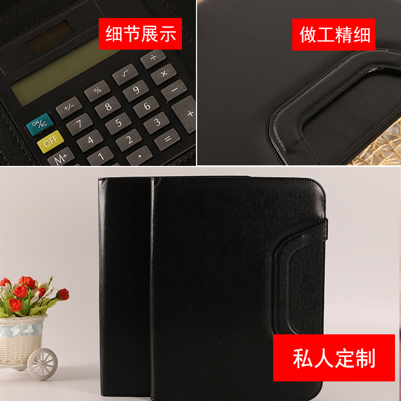 Customized A4 leather folders for cross-border use, multi-functional business folders, office sales manager folders, factory direct sales Specification image