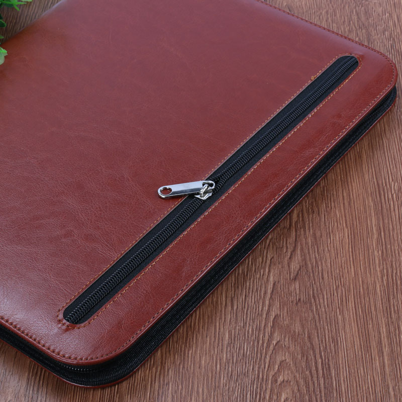 Zipper briefcase A4 office manager's folder loose-leaf business multi-functional PU file folder factory wholesale Specification image