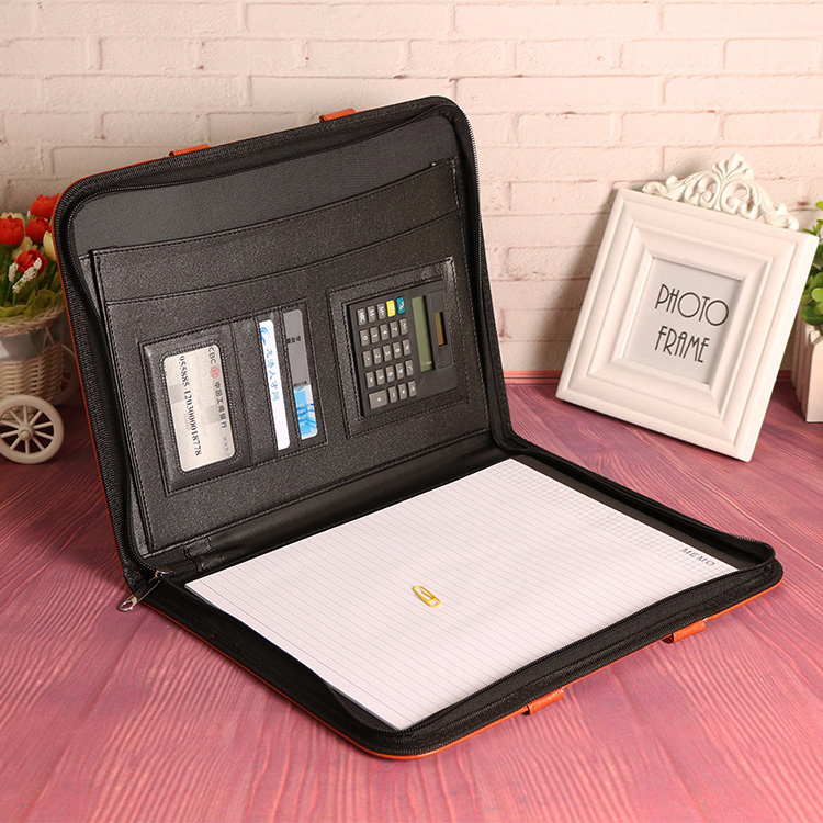 In-stock zipper briefcase, A4 business office manager's binder, folder storage holder, customizable LOGO Item Picture
