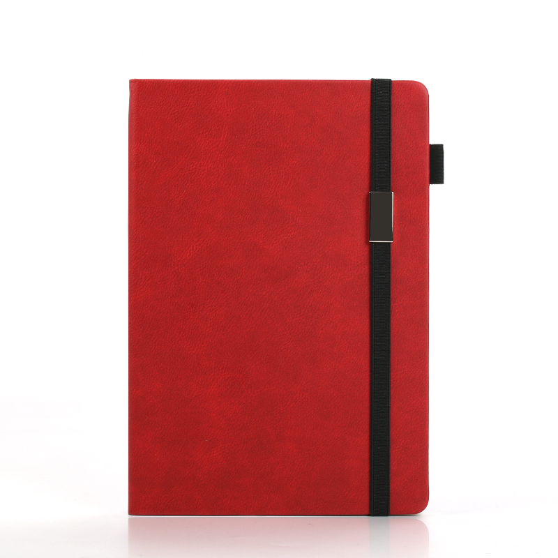 Fábrica en stock al por mayor estilo de inserto de pluma portátil de negocios con elástico tipo strap PU notebook puede ser logotipo personalizado details Picture