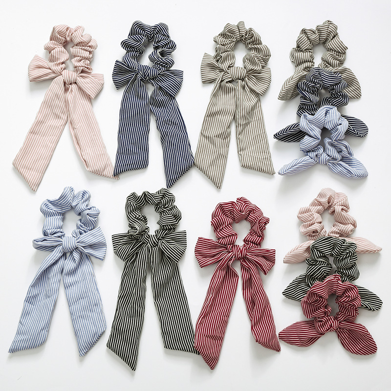 Direct sales from the manufacturer of new European and American ponytail, large intestine circle, hair band, knot, rabbit ear headwear, large bow, ribbon and tassel full figure