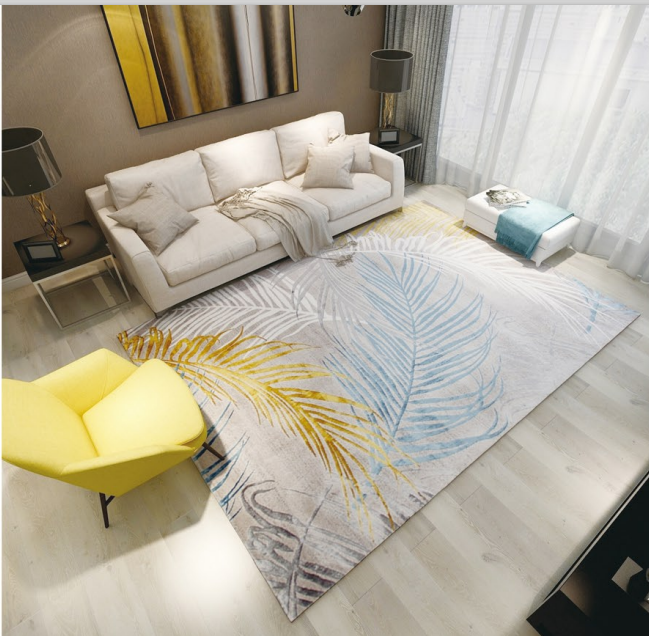 Lingou Nordic light luxury style simple bedroom carpet, living room coffee table, home washable carpet and floor mat full figure