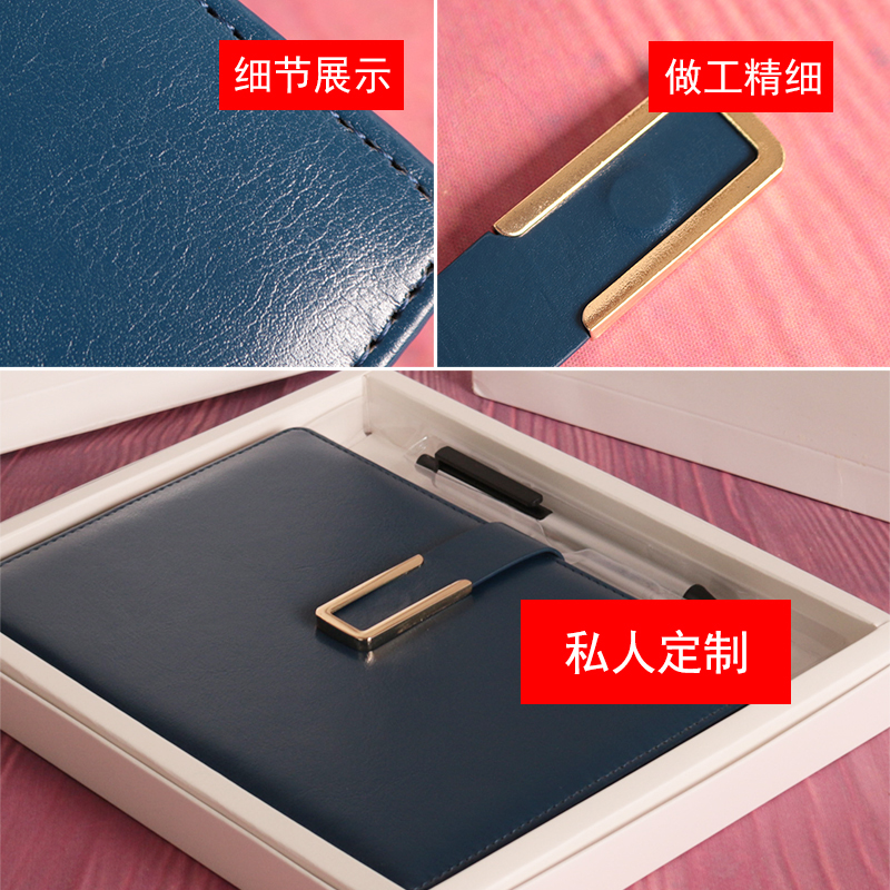 Faux leather business office gift set, PU paperback notebook, practical leather surface buckle notebook, custom logo Item Picture