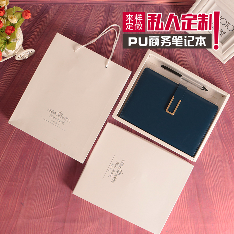 Faux leather business office gift set, PU paperback notebook, practical leather surface buckle notebook, custom logo Specification image
