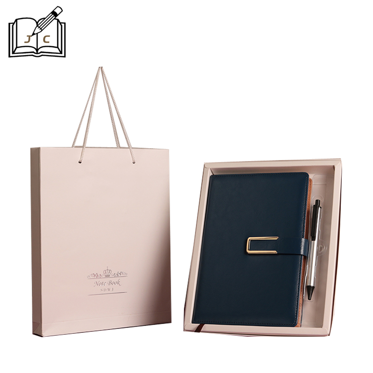 Faux leather business office gift set, PU paperback notebook, practical leather surface buckle notebook, custom logo