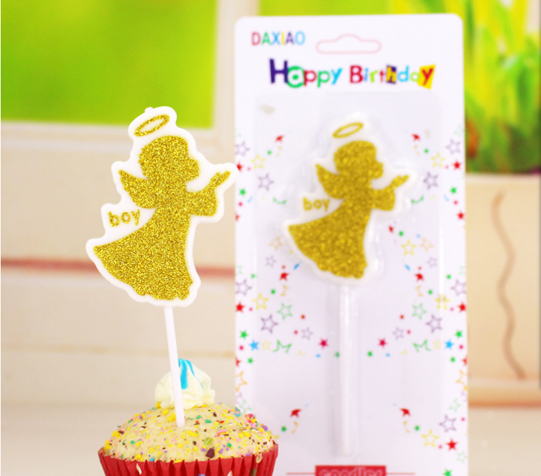 Gold dust Birthday party candle single Golden Angel dress baking creative add-ons decorative craft candle thumbnail