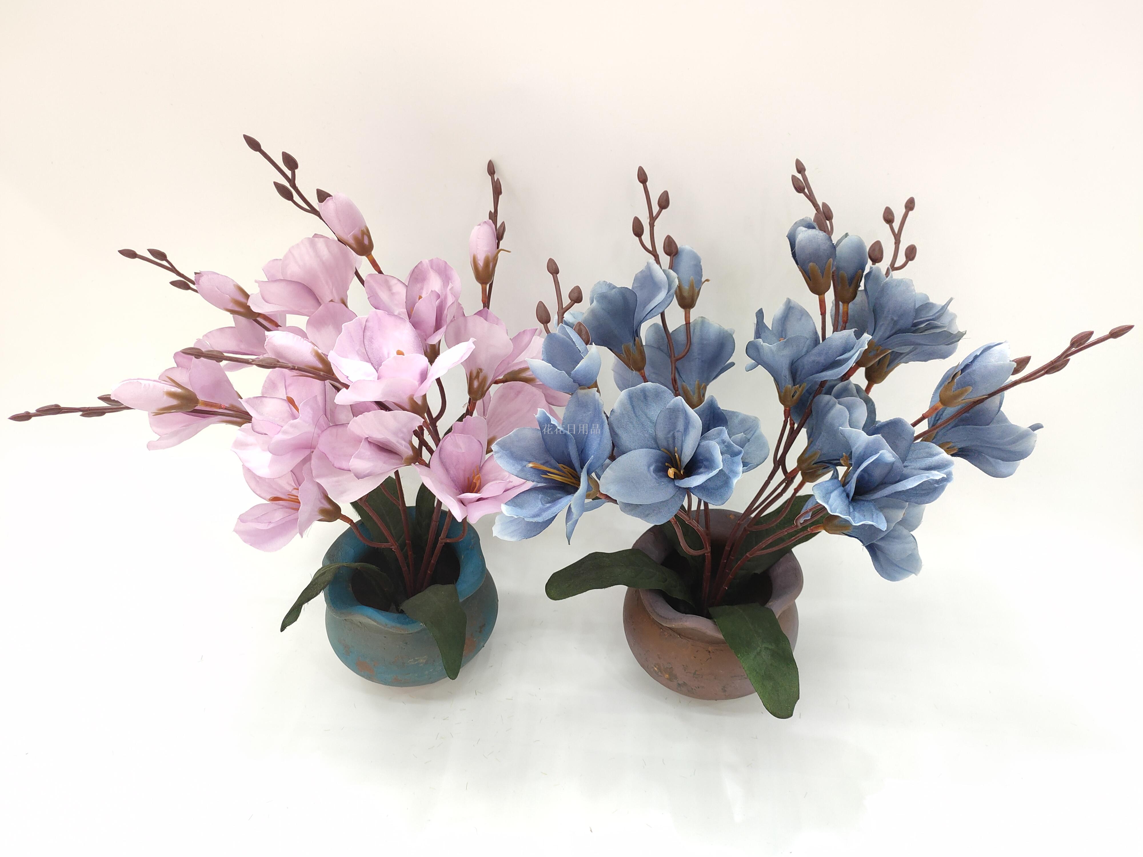 新款陶瓷盆大兰花绢布系列花仿真花盆景花园装饰品塑料花