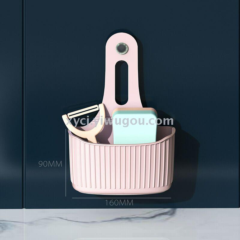 Wall-mounted sink hanging bag, invisible suction cup, kitchen storage basket, storage hanging bag, large size Specification image