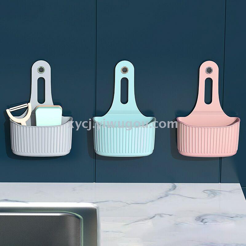Wall-mounted sink hanging bag, invisible suction cup, kitchen storage basket, storage hanging bag, large size details Picture
