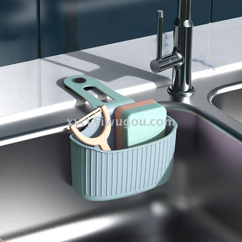 Wall-mounted sink hanging bag, invisible suction cup, kitchen storage basket, storage hanging bag, large size