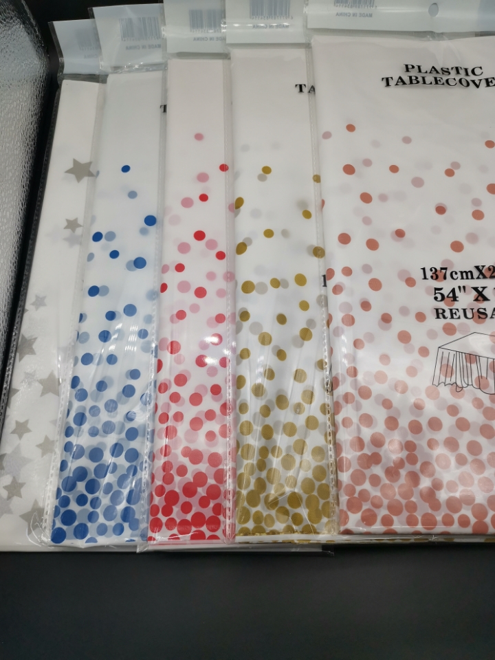 Disposable table cloth Plastic rectangular square party polka dot five-pointed star Pe table cloth thumbnail