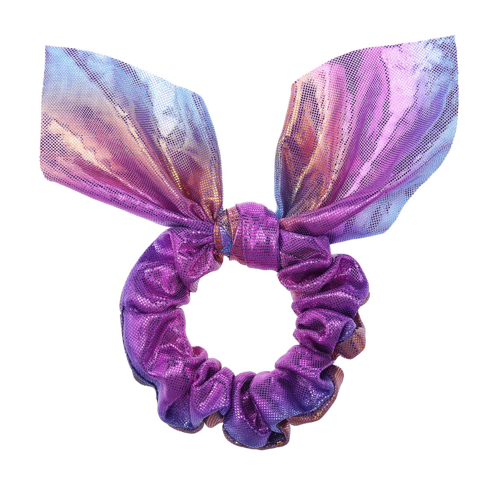 Amazon's best-selling gold-embossed rabbit ear small ribbon gradient laser simple European and American fashionable small intestine ring in 10 colors Specification drawing