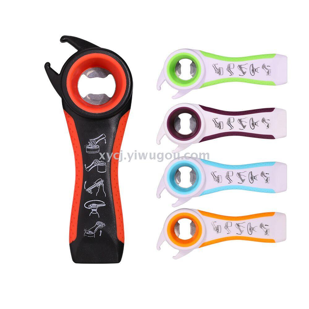 5-in-1 Bottle opener Multi-function bottle opener Rubber rimmed bottle opener