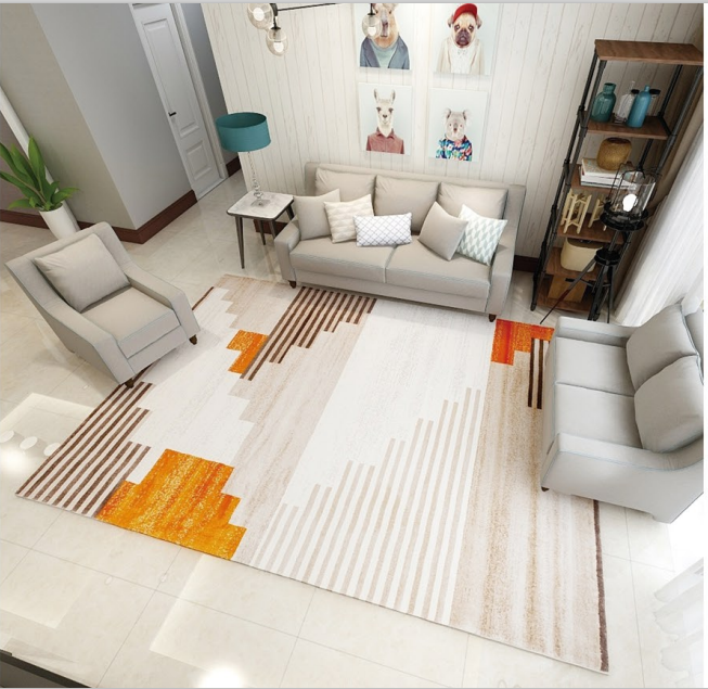 轻奢风格卧室地毯客厅茶几家居可水洗地毯1.6*2.3m2*2.9m2.4*3.4m