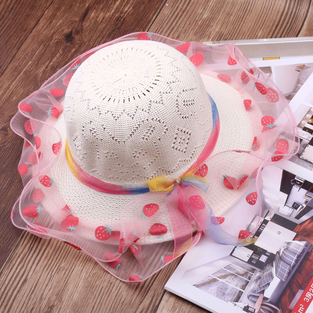 Street stall children's sun hats, summer girls' straw hats, children's sun hats, top hats, spring and autumn sun protection hats, trendy fisherman hats Specification image