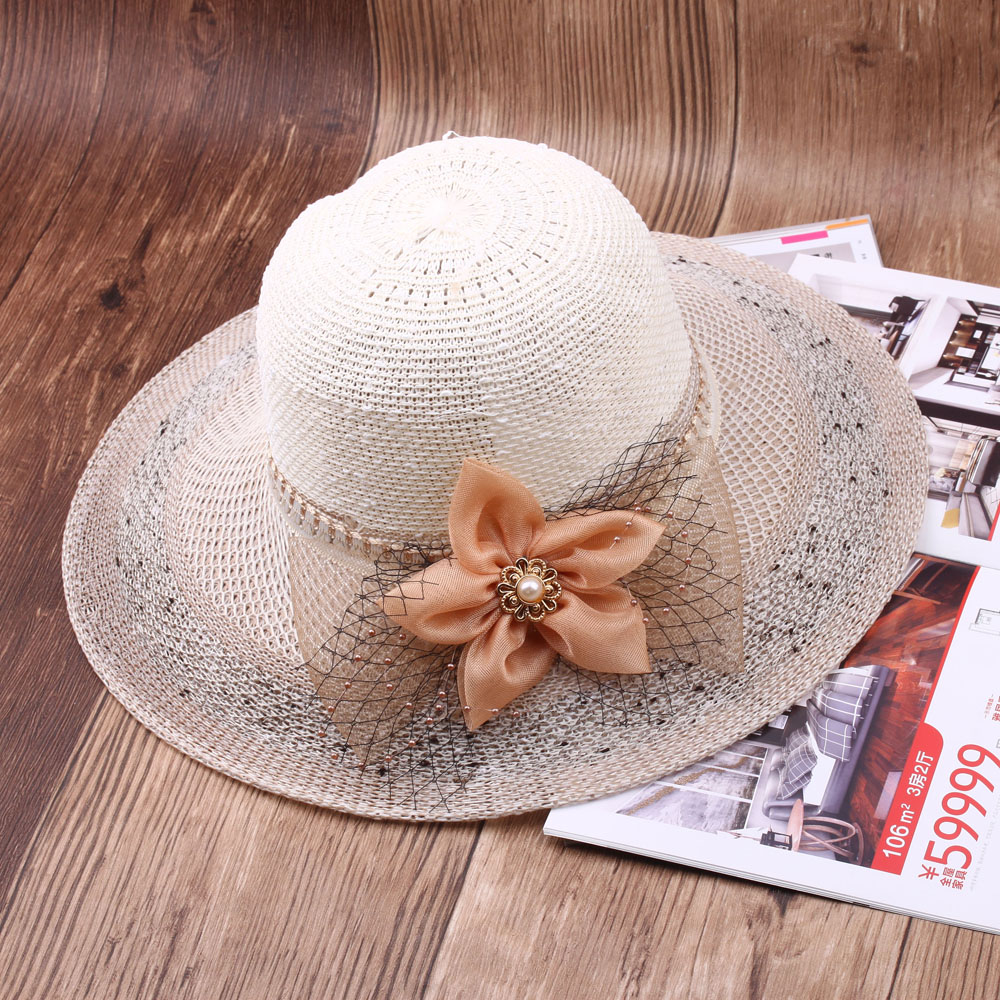 Straw hat, women's beach hat, vacation and travel sun hat, fresh and elegant lady's versatile wide-brimmed sun hat details Picture
