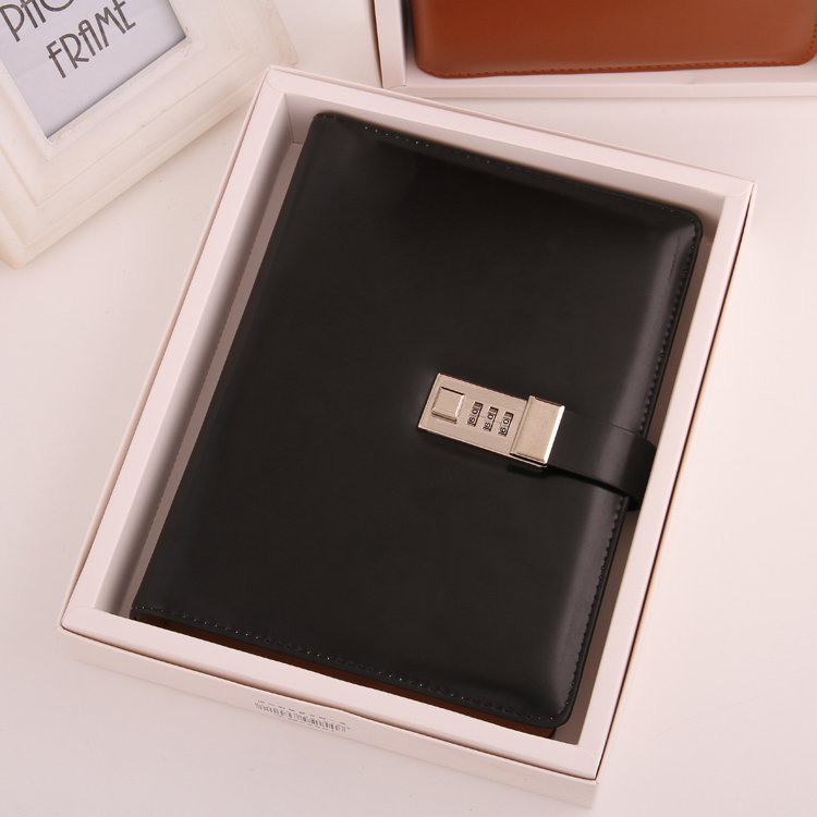 Factory direct sales of high-end leather creative gifts, password loose-leaf notebooks, note-taking notebooks, custom logos, wholesale in stock details Picture