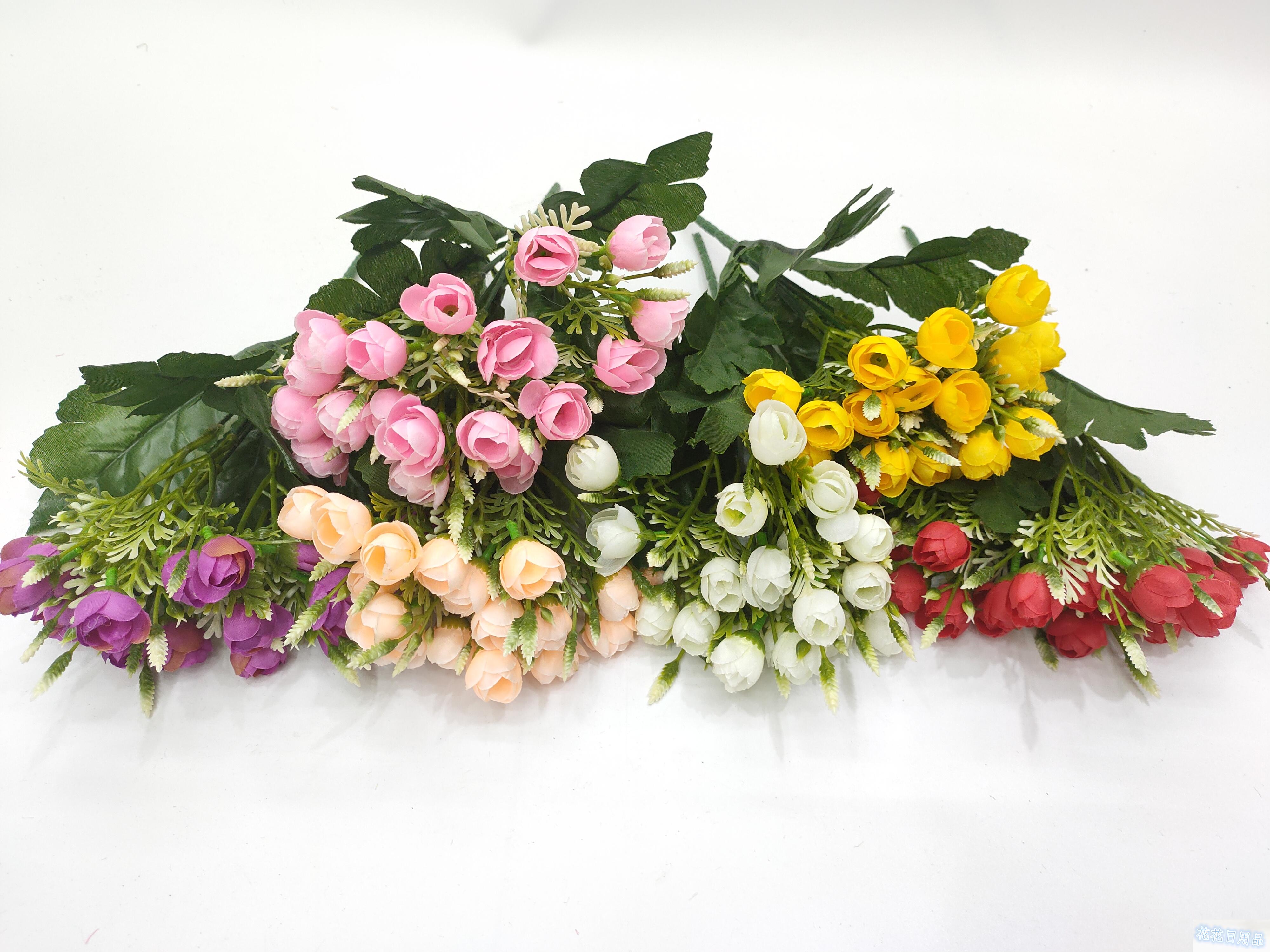 单枝花6头18花朵珍珠苞仿真花假花装饰品插花工艺品