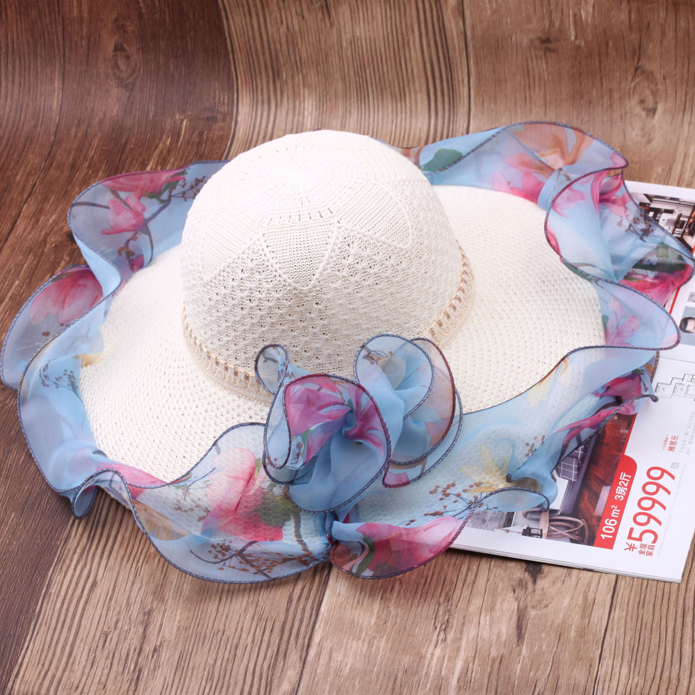 Straw hat, women's beach hat, vacation and travel sun hat, fresh and elegant lady's versatile wide-brimmed sun hat