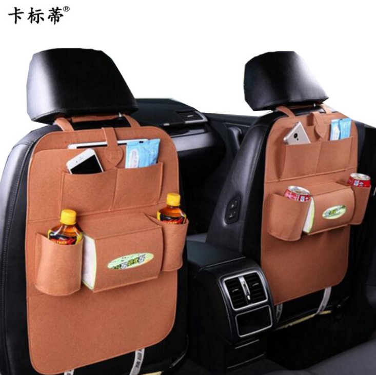 汽车用品批发 车座椅后背置物袋  双层毛毡布椅背收纳袋
