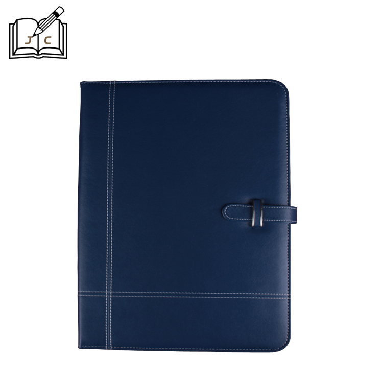 The manufacturer customizes multi-functional buttoned folder A4PU manager's clip and business meeting zipper bag with customizable logo