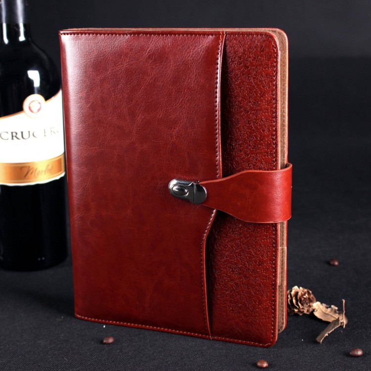A5 high-end business office gift, color-changing leather loose-leaf notebook with buckle, stationery, notepad, customizable LOGO Specification image