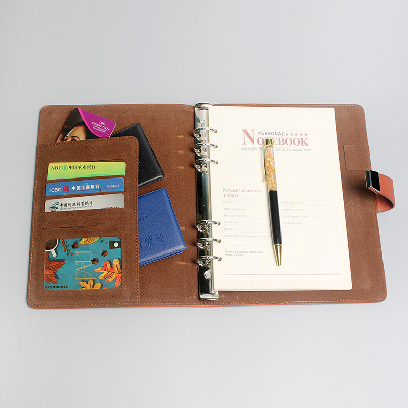 Creative leather-covered notebook stationery, business a5 loose-leaf notebooks, 6-hole notepads, diary books, office wholesale and customization Application Scenario
