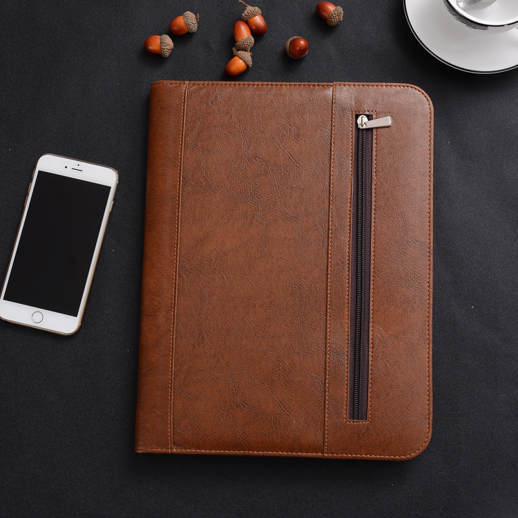 Zipper briefcase, A4 office manager's folder, loose-leaf business multi-functional PU file folder, factory wholesale and customization details Picture