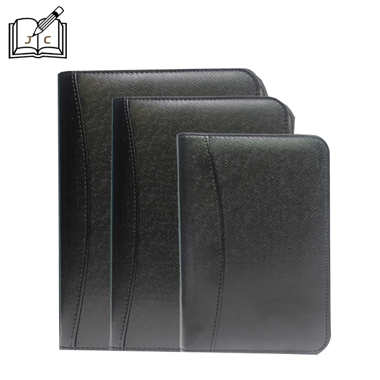 Customized business zipper notebook with leather cover, multi-functional portable notepad with calculator, manager's folder, office wholesale