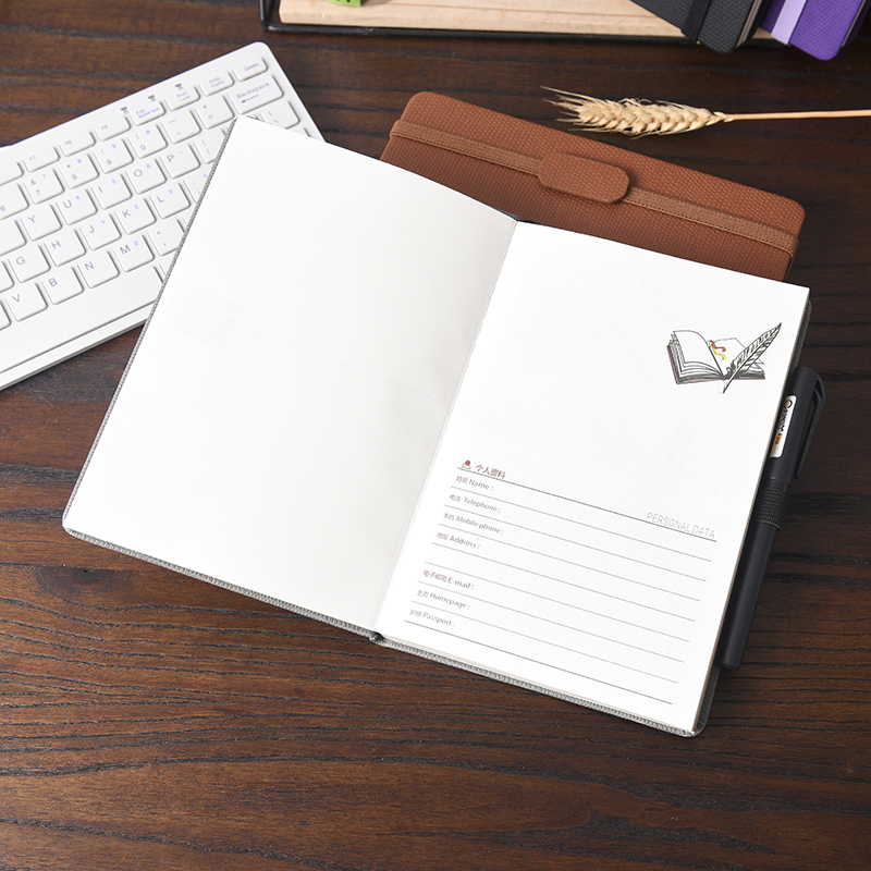 Business notebook customized LOGO creative envelope pocket A5 notebook strap PU leather surface notebook, enterprise customized Item Picture