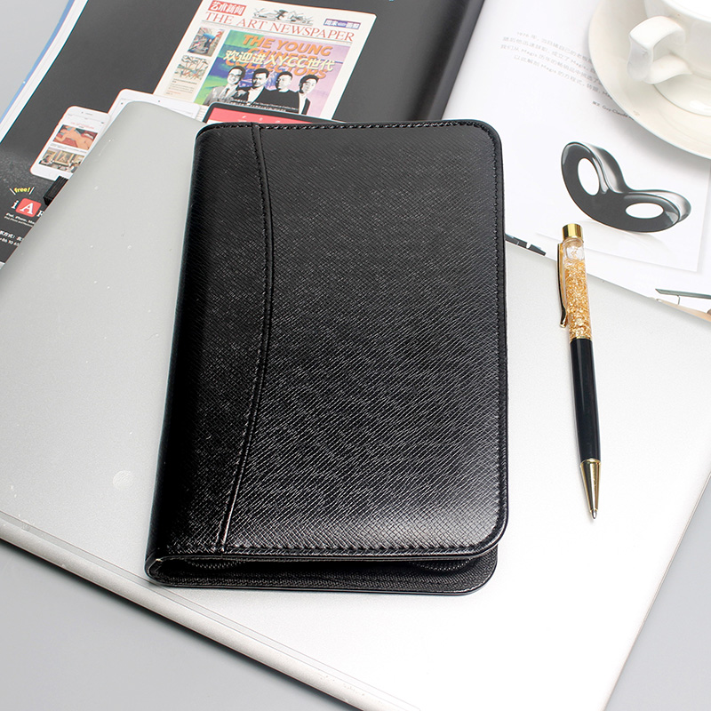 Customized business zipper notebook with leather cover, multi-functional portable notepad with calculator, manager's folder, office wholesale Specification image