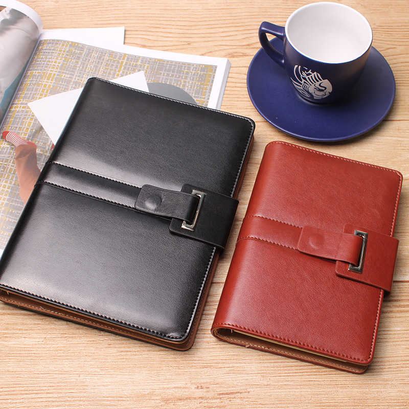 Factory direct sales, high-end business imitation belt buckle loose-leaf notebooks, office stationery, notepads wholesale, customized logo Specification image