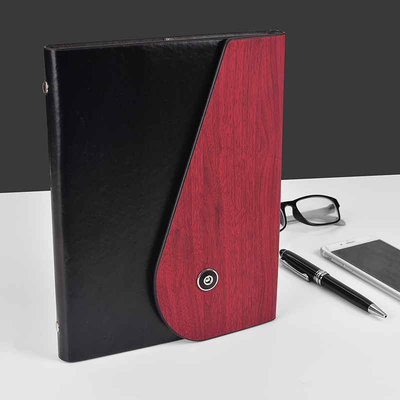 Customized creative business notebook with wood-grain imitation three-fold portable loose-leaf book a5 notebook diary manufacturer wholesale Specification image