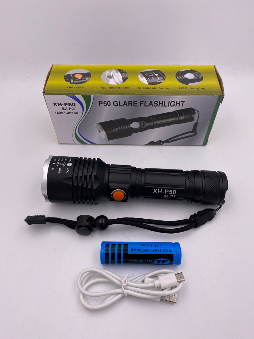 P50 flashlight USB flashlight Highlights the flashlight
