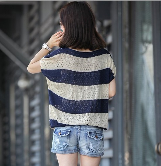 Plus-size women's spring and summer loose net sweater, thin bat sleeve, hollowed-out ice silk knitted sweater for women Specification image