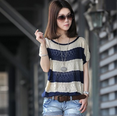 Plus-size women's spring and summer loose net sweater, thin bat sleeve, hollowed-out ice silk knitted sweater for women