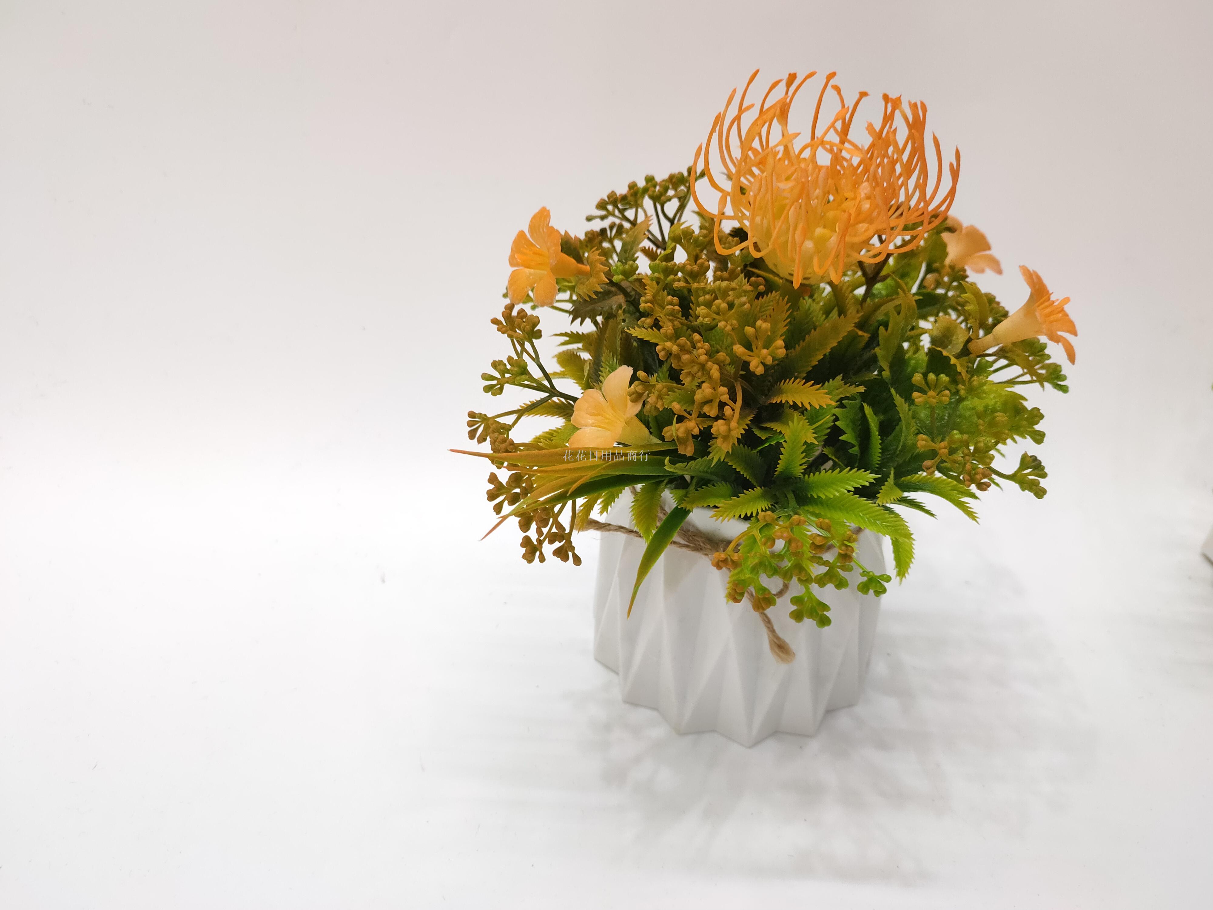 田园绿色仿真草球摆件装饰假花盆栽盆景办公室摆件仿真花